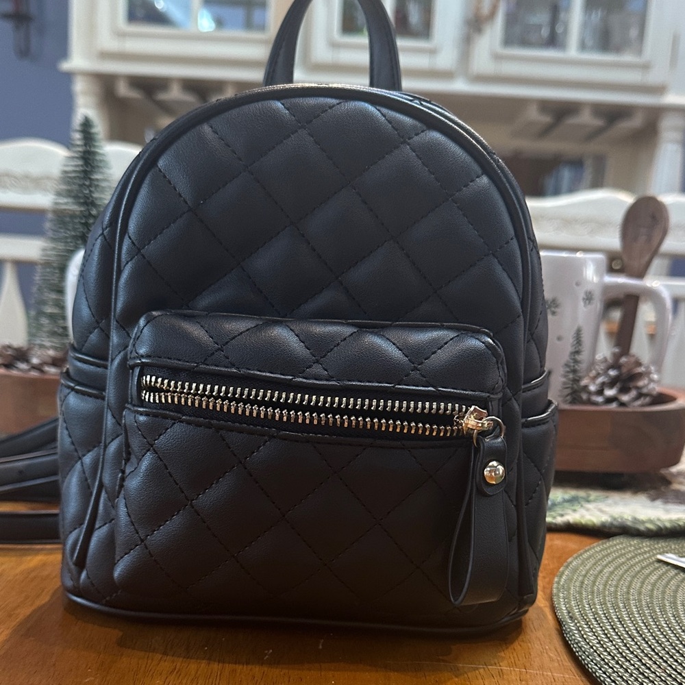 Steve Madden Quilted Black Backpack